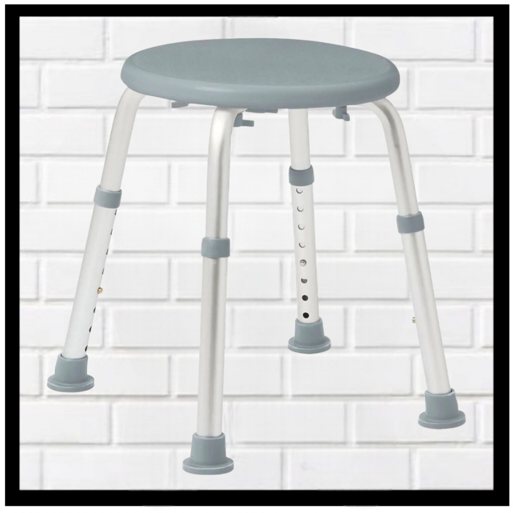 GUARDIAN Adjustable Aluminum Shower Stool in Light Gray NIB
